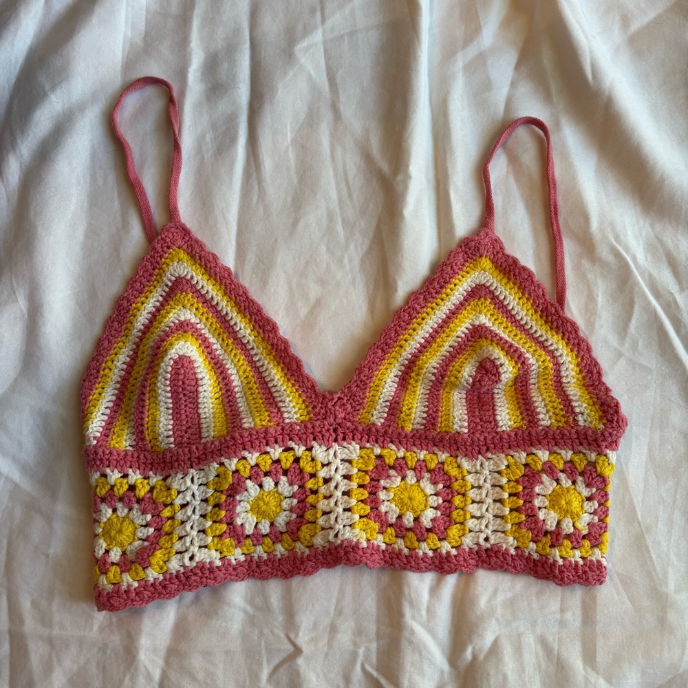 Colorful Crochet Knit Bralette Tank Top